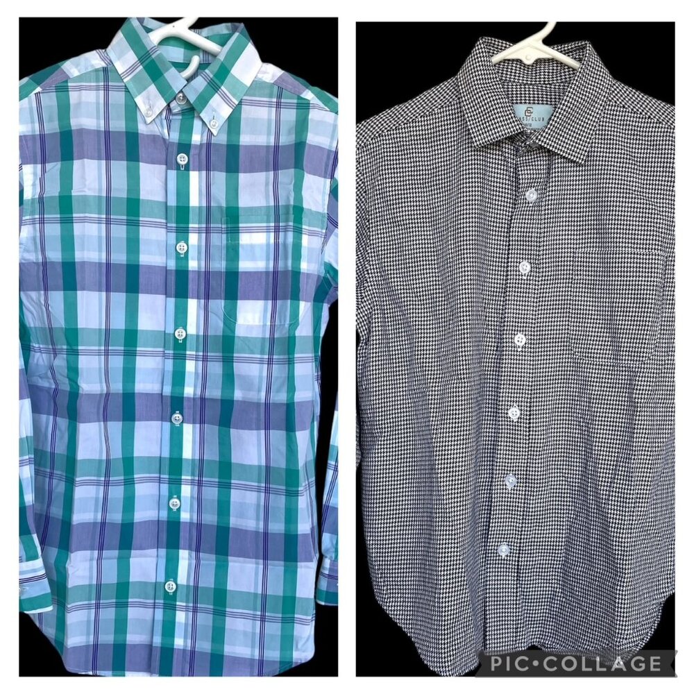 Lot of 2 Class Club Button Up LS Shirts Boys Size 10/12 Easter Plaid Houndstooth